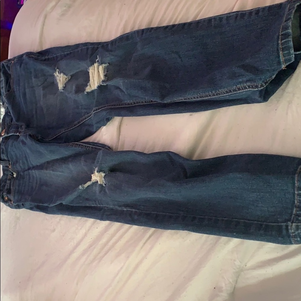 Distressed dark was jeans